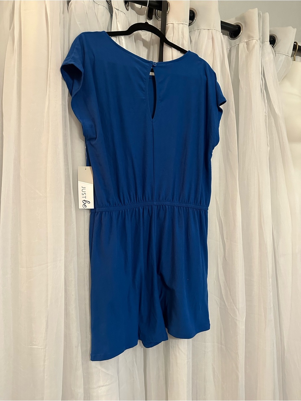 Royal Blue Short Sleeve Dolman Romper - Picture 5 of 9
